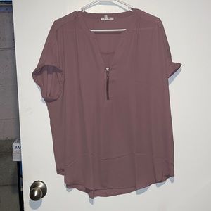 Light plum top with half zip
